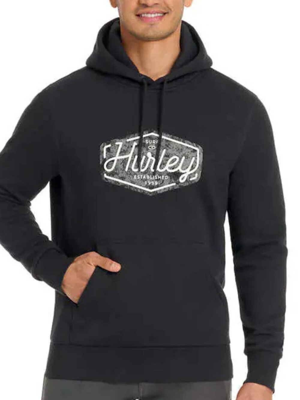 Hurley Hoodie Mens Classic Graphic Long Sleeve Fleece Sweatshirt Size XXL Black